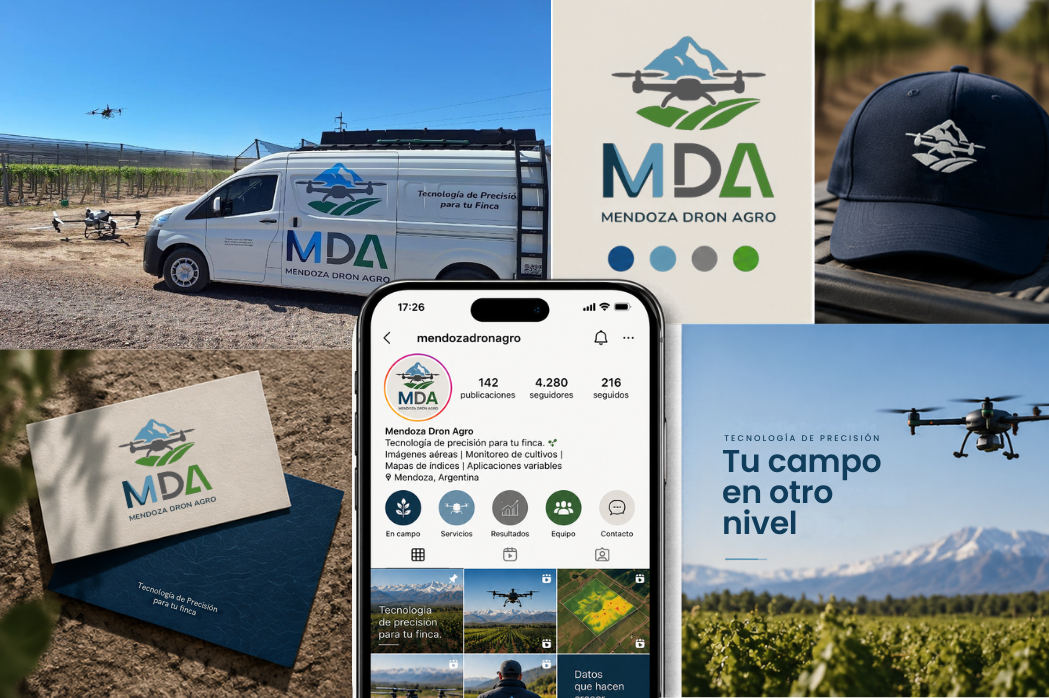Mendoza Dron Agro — MDA: identidad visual y aplicaciones de marca